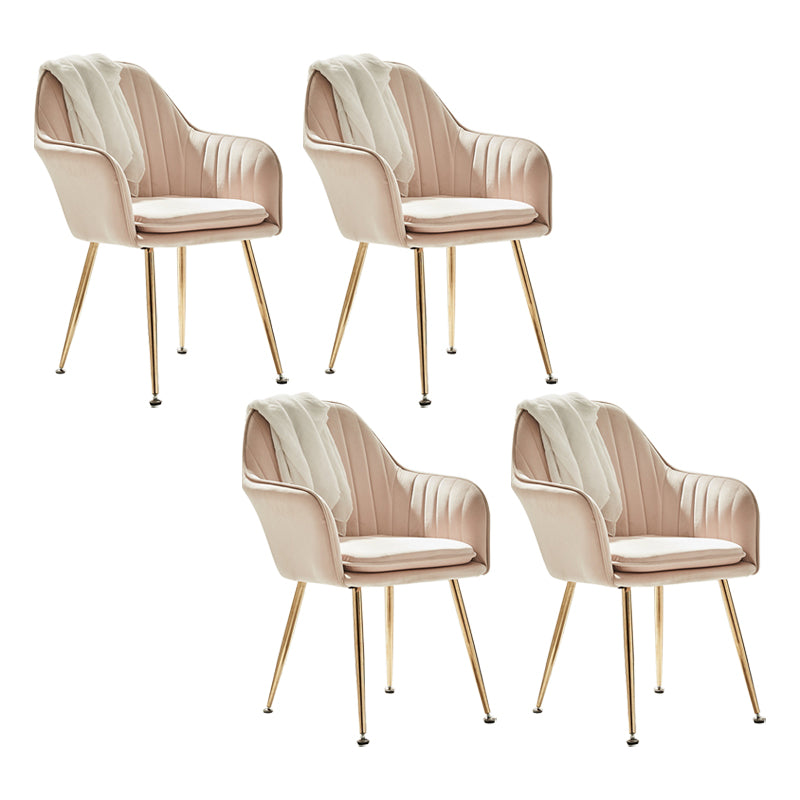 Scandinavian Bedroom Solid Back Arm Chair Velvet Matte Finish Dining Chair Rose Bloom 4 Piece Set Brass Gold Clearhalo ' kitchen&dining_furn' 'Dining Chairs' 'Dining Tables & Seating' 'dining_chair' 'furn' 'furn_dining_chair' 'Furniture' 'furniture_dining_chair' 'Kitchen & Dining Furniture' 'kitchen' 4260961