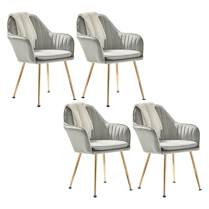 Scandinavian Bedroom Solid Back Arm Chair Velvet Matte Finish Dining Chair Gray Blue 4 Piece Set Brass Gold Clearhalo ' kitchen&dining_furn' 'Dining Chairs' 'Dining Tables & Seating' 'dining_chair' 'furn' 'furn_dining_chair' 'Furniture' 'furniture_dining_chair' 'Kitchen & Dining Furniture' 'kitchen' 4260963