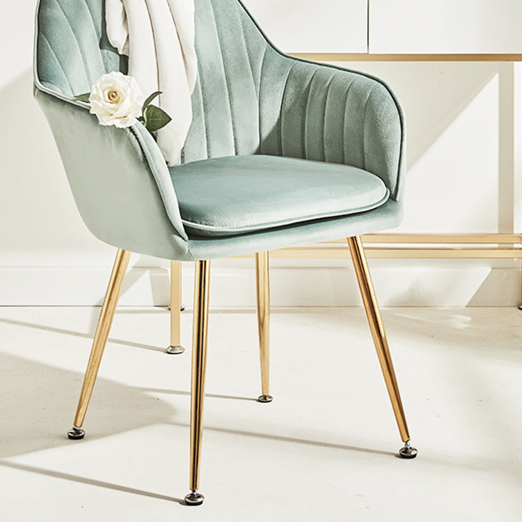 Scandinavian Bedroom Solid Back Arm Chair Velvet Matte Finish Dining Chair Clearhalo ' kitchen&dining_furn' 'Dining Chairs' 'Dining Tables & Seating' 'dining_chair' 'furn' 'furn_dining_chair' 'Furniture' 'furniture_dining_chair' 'Kitchen & Dining Furniture' 'kitchen' 4260964