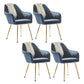 Scandinavian Bedroom Solid Back Arm Chair Velvet Matte Finish Dining Chair Dark Blue 4 Piece Set Brass Gold Clearhalo ' kitchen&dining_furn' 'Dining Chairs' 'Dining Tables & Seating' 'dining_chair' 'furn' 'furn_dining_chair' 'Furniture' 'furniture_dining_chair' 'Kitchen & Dining Furniture' 'kitchen' 4260967