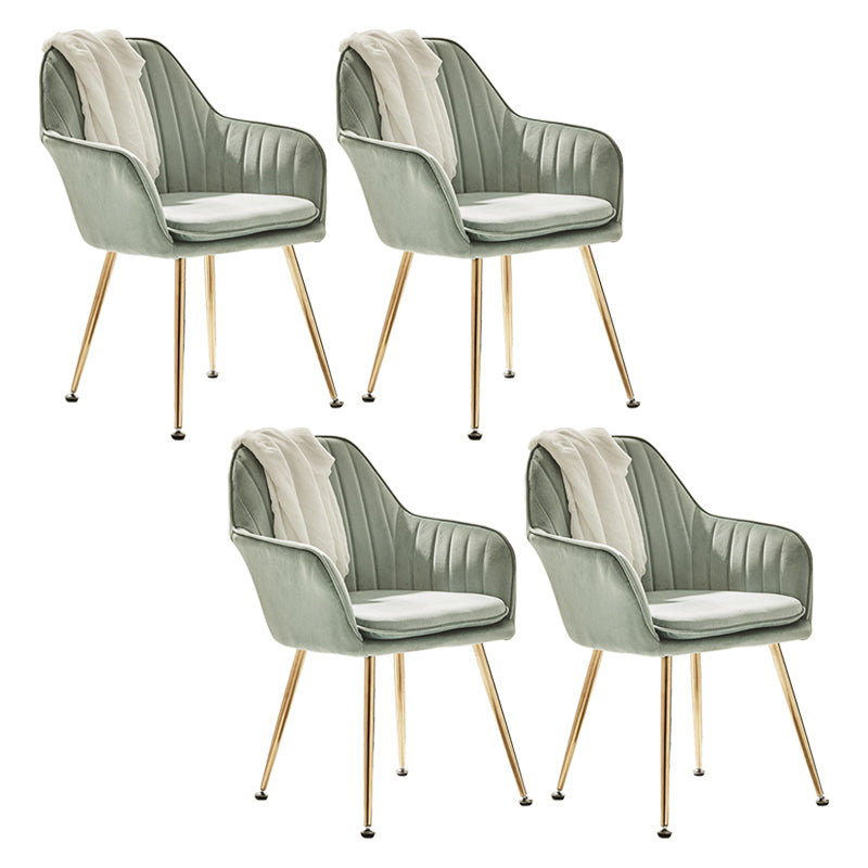 Scandinavian Bedroom Solid Back Arm Chair Velvet Matte Finish Dining Chair Light Green 4 Piece Set Brass Gold Clearhalo ' kitchen&dining_furn' 'Dining Chairs' 'Dining Tables & Seating' 'dining_chair' 'furn' 'furn_dining_chair' 'Furniture' 'furniture_dining_chair' 'Kitchen & Dining Furniture' 'kitchen' 4260968