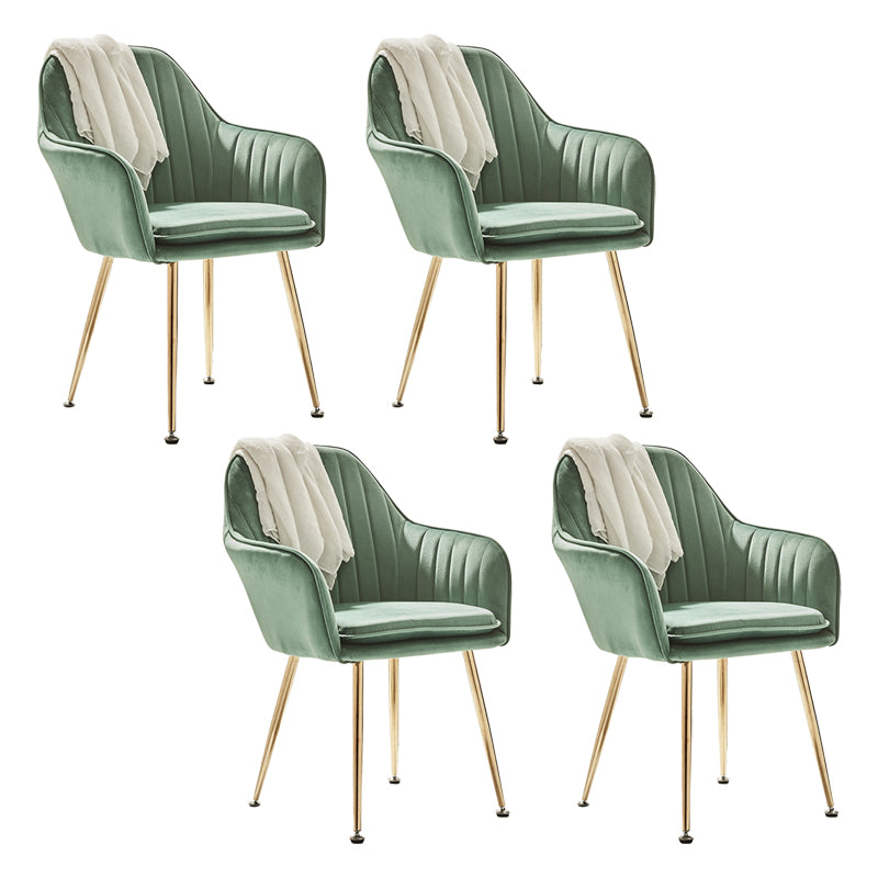 Scandinavian Bedroom Solid Back Arm Chair Velvet Matte Finish Dining Chair Blackish Green 4 Piece Set Brass Gold Clearhalo ' kitchen&dining_furn' 'Dining Chairs' 'Dining Tables & Seating' 'dining_chair' 'furn' 'furn_dining_chair' 'Furniture' 'furniture_dining_chair' 'Kitchen & Dining Furniture' 'kitchen' 4260970