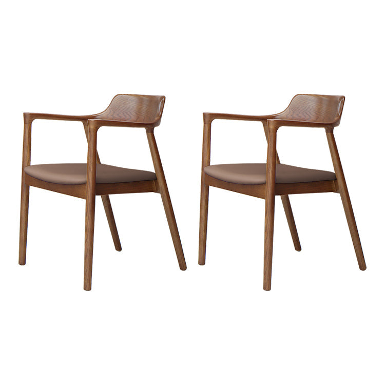 Traditional Wood Dining Arm Chair Faux Leather Dining Chairs for Home Use Walnut 2 Piece Set Clearhalo ' kitchen&dining_furn' 'Dining Chairs' 'Dining Tables & Seating' 'dining_chair' 'furn' 'furn_dining_chair' 'Furniture' 'furniture_dining_chair' 'Kitchen & Dining Furniture' 'kitchen' 4260975
