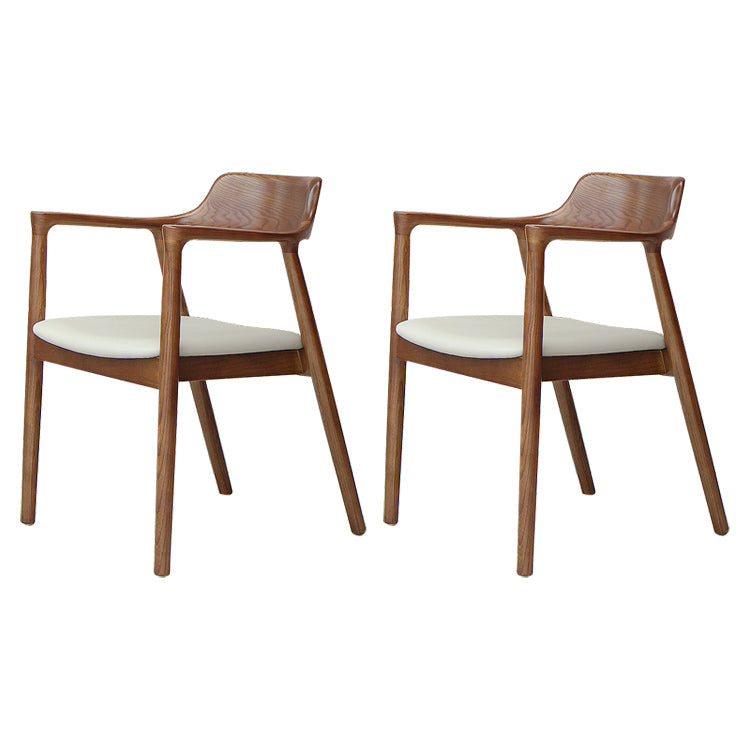 Traditional Wood Dining Arm Chair Faux Leather Dining Chairs for Home Use Apricot-Brown 2 Piece Set Clearhalo ' kitchen&dining_furn' 'Dining Chairs' 'Dining Tables & Seating' 'dining_chair' 'furn' 'furn_dining_chair' 'Furniture' 'furniture_dining_chair' 'Kitchen & Dining Furniture' 'kitchen' 4260977