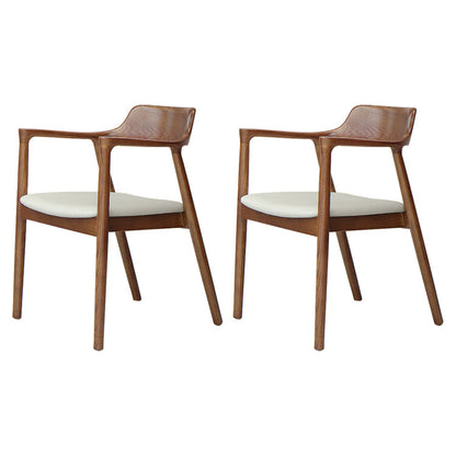 Traditional Wood Dining Arm Chair Faux Leather Dining Chairs for Home Use Apricot-Brown 2 Piece Set Clearhalo ' kitchen&dining_furn' 'Dining Chairs' 'Dining Tables & Seating' 'dining_chair' 'furn' 'furn_dining_chair' 'Furniture' 'furniture_dining_chair' 'Kitchen & Dining Furniture' 'kitchen' 4260977