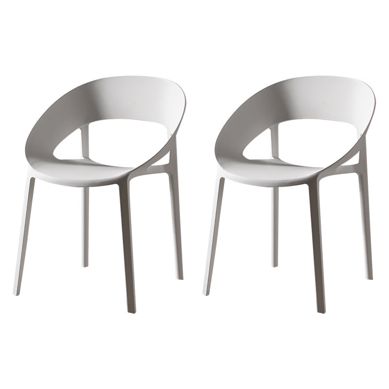 Minimalist Style Plastic Dining Armless Chair Open Back Dining Side Chair White 2 Piece Set Clearhalo ' kitchen&dining_furn' 'Dining Chairs' 'Dining Tables & Seating' 'dining_chair' 'furn' 'furn_dining_chair' 'Furniture' 'furniture_dining_chair' 'Kitchen & Dining Furniture' 'kitchen' 4260986