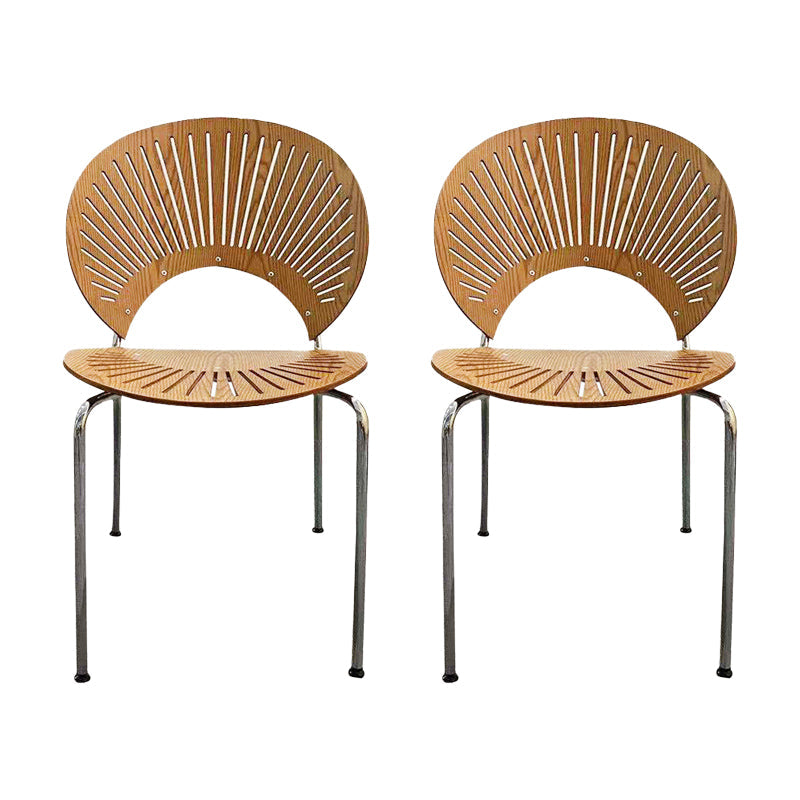 Contemporary Home Side Chair Open Back Metal Legs Wood Dining Room Chair Wood 2 Piece Set Clearhalo ' kitchen&dining_furn' 'Dining Chairs' 'Dining Tables & Seating' 'dining_chair' 'furn' 'furn_dining_chair' 'Furniture' 'furniture_dining_chair' 'Kitchen & Dining Furniture' 'kitchen' 4261049