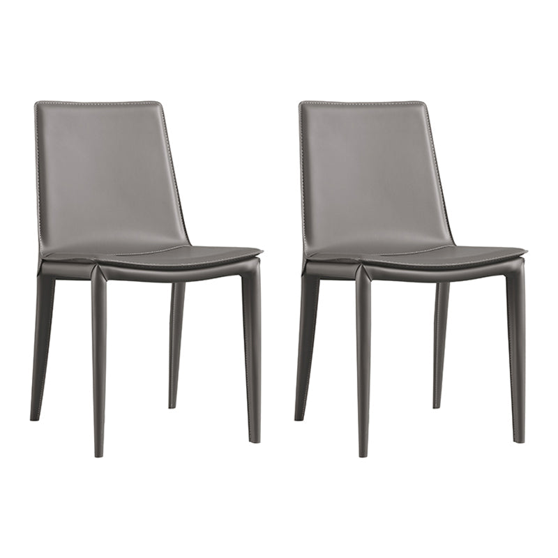 Contemporary Indoor Side Chair Solid Back Metal Upholstered Dining Room Chair Grey 2 Piece Set Clearhalo ' kitchen&dining_furn' 'Dining Chairs' 'Dining Tables & Seating' 'dining_chair' 'furn' 'furn_dining_chair' 'Furniture' 'furniture_dining_chair' 'Kitchen & Dining Furniture' 'kitchen' 4261057