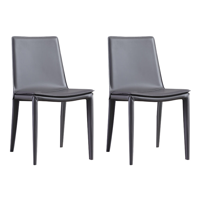 Contemporary Indoor Side Chair Solid Back Metal Upholstered Dining Room Chair Dark Gray 2 Piece Set Clearhalo ' kitchen&dining_furn' 'Dining Chairs' 'Dining Tables & Seating' 'dining_chair' 'furn' 'furn_dining_chair' 'Furniture' 'furniture_dining_chair' 'Kitchen & Dining Furniture' 'kitchen' 4261058