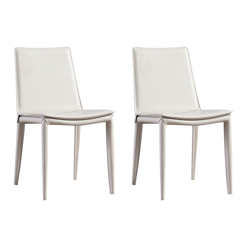 Contemporary Indoor Side Chair Solid Back Metal Upholstered Dining Room Chair Off-White 2 Piece Set Clearhalo ' kitchen&dining_furn' 'Dining Chairs' 'Dining Tables & Seating' 'dining_chair' 'furn' 'furn_dining_chair' 'Furniture' 'furniture_dining_chair' 'Kitchen & Dining Furniture' 'kitchen' 4261060