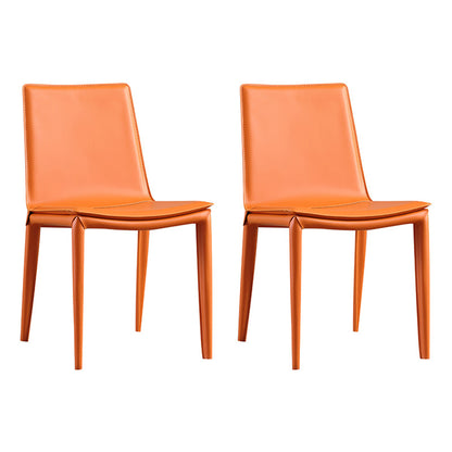 Contemporary Indoor Side Chair Solid Back Metal Upholstered Dining Room Chair Orange 2 Piece Set Clearhalo ' kitchen&dining_furn' 'Dining Chairs' 'Dining Tables & Seating' 'dining_chair' 'furn' 'furn_dining_chair' 'Furniture' 'furniture_dining_chair' 'Kitchen & Dining Furniture' 'kitchen' 4261063
