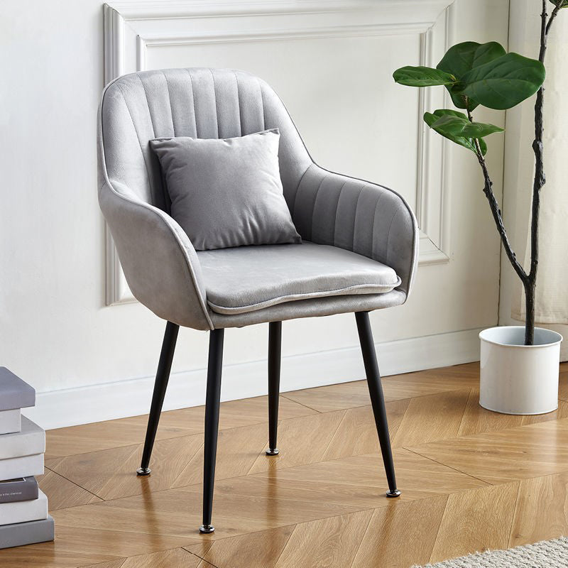 Scandinavian Powder Room Solid Back Side Chair Velvet Matte Finish Dining Chair Grey 1 Piece Black Clearhalo ' kitchen&dining_furn' 'Dining Chairs' 'Dining Tables & Seating' 'dining_chair' 'furn' 'furn_dining_chair' 'Furniture' 'furniture_dining_chair' 'Kitchen & Dining Furniture' 'kitchen' 4261076