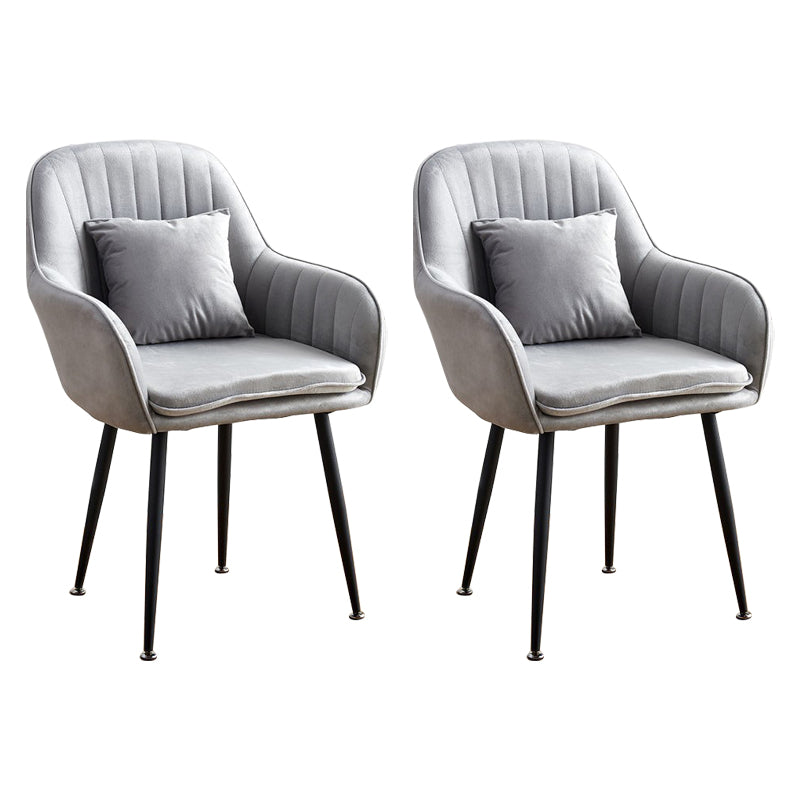 Scandinavian Powder Room Solid Back Side Chair Velvet Matte Finish Dining Chair Grey 2 Piece Set Black Clearhalo ' kitchen&dining_furn' 'Dining Chairs' 'Dining Tables & Seating' 'dining_chair' 'furn' 'furn_dining_chair' 'Furniture' 'furniture_dining_chair' 'Kitchen & Dining Furniture' 'kitchen' 4261077