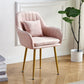 Scandinavian Powder Room Solid Back Side Chair Velvet Matte Finish Dining Chair Pink 1 Piece Brass Gold Clearhalo ' kitchen&dining_furn' 'Dining Chairs' 'Dining Tables & Seating' 'dining_chair' 'furn' 'furn_dining_chair' 'Furniture' 'furniture_dining_chair' 'Kitchen & Dining Furniture' 'kitchen' 4261078