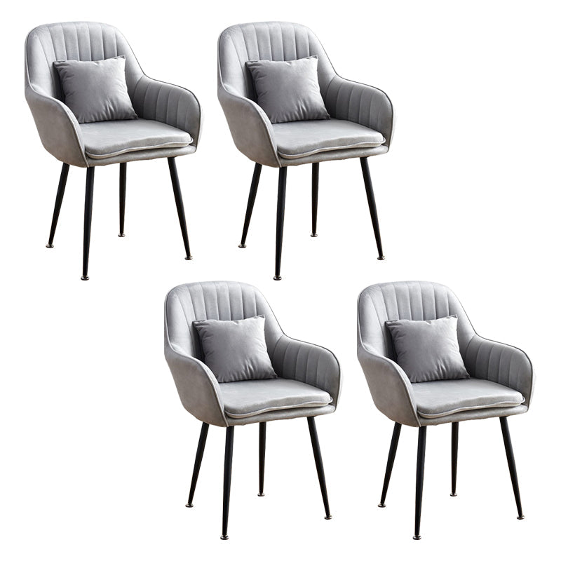 Scandinavian Powder Room Solid Back Side Chair Velvet Matte Finish Dining Chair Grey 4 Piece Set Black Clearhalo ' kitchen&dining_furn' 'Dining Chairs' 'Dining Tables & Seating' 'dining_chair' 'furn' 'furn_dining_chair' 'Furniture' 'furniture_dining_chair' 'Kitchen & Dining Furniture' 'kitchen' 4261080
