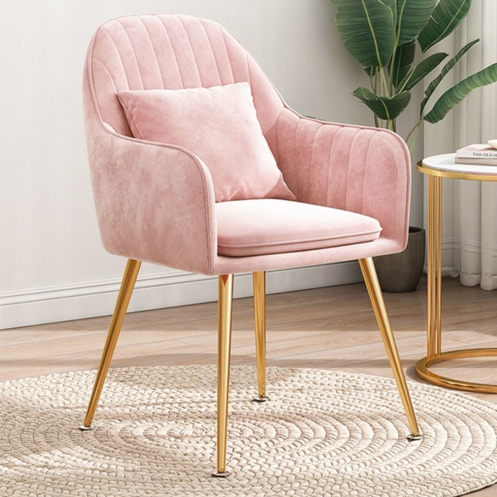 Scandinavian Powder Room Solid Back Side Chair Velvet Matte Finish Dining Chair Clearhalo ' kitchen&dining_furn' 'Dining Chairs' 'Dining Tables & Seating' 'dining_chair' 'furn' 'furn_dining_chair' 'Furniture' 'furniture_dining_chair' 'Kitchen & Dining Furniture' 'kitchen' 4261082