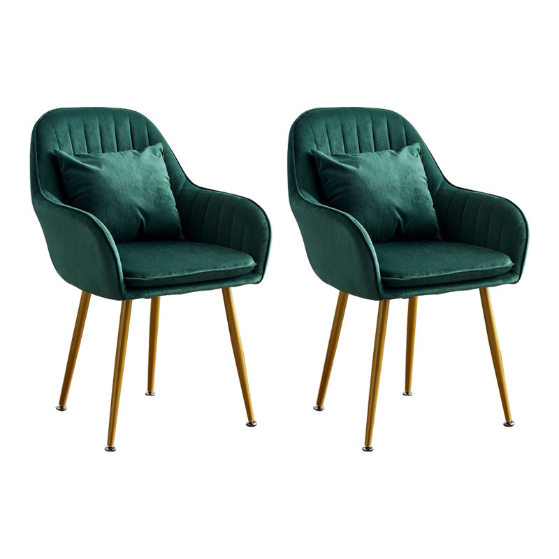 Scandinavian Powder Room Solid Back Side Chair Velvet Matte Finish Dining Chair Blackish Green 2 Piece Set Brass Gold Clearhalo ' kitchen&dining_furn' 'Dining Chairs' 'Dining Tables & Seating' 'dining_chair' 'furn' 'furn_dining_chair' 'Furniture' 'furniture_dining_chair' 'Kitchen & Dining Furniture' 'kitchen' 4261084