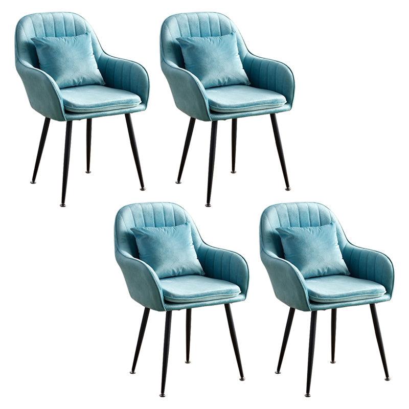 Scandinavian Powder Room Solid Back Side Chair Velvet Matte Finish Dining Chair Lake Blue 4 Piece Set Black Clearhalo ' kitchen&dining_furn' 'Dining Chairs' 'Dining Tables & Seating' 'dining_chair' 'furn' 'furn_dining_chair' 'Furniture' 'furniture_dining_chair' 'Kitchen & Dining Furniture' 'kitchen' 4261091