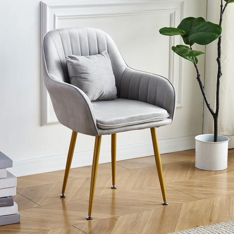 Scandinavian Powder Room Solid Back Side Chair Velvet Matte Finish Dining Chair Grey 1 Piece Brass Gold Clearhalo ' kitchen&dining_furn' 'Dining Chairs' 'Dining Tables & Seating' 'dining_chair' 'furn' 'furn_dining_chair' 'Furniture' 'furniture_dining_chair' 'Kitchen & Dining Furniture' 'kitchen' 4261093