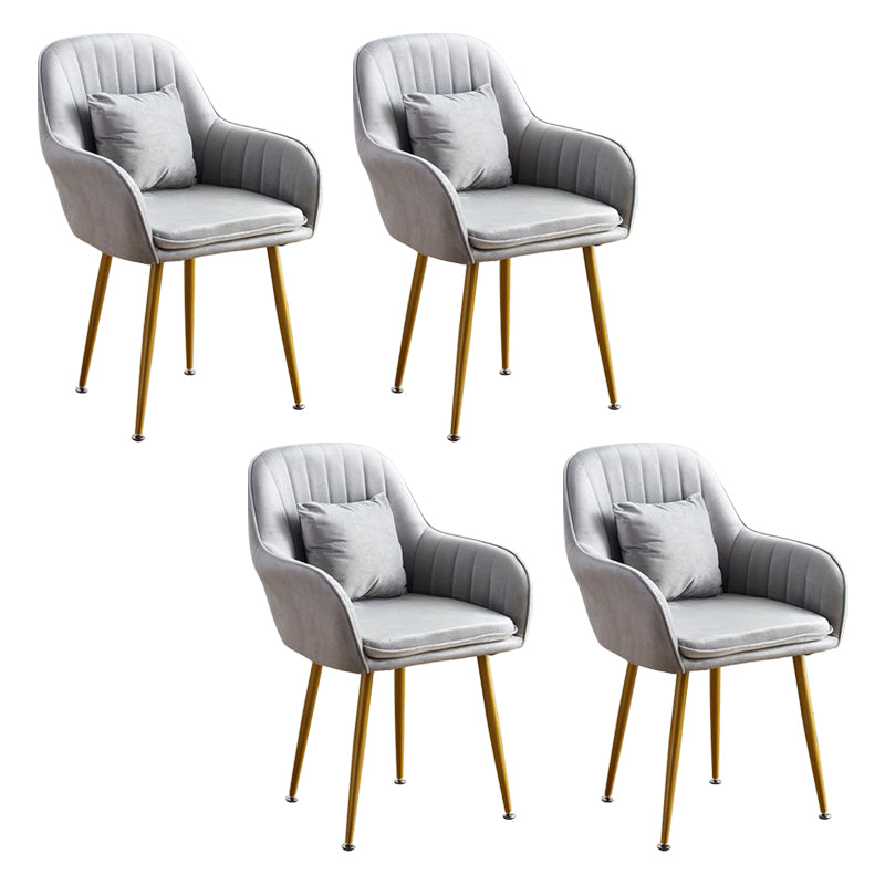 Scandinavian Powder Room Solid Back Side Chair Velvet Matte Finish Dining Chair Grey 4 Piece Set Brass Gold Clearhalo ' kitchen&dining_furn' 'Dining Chairs' 'Dining Tables & Seating' 'dining_chair' 'furn' 'furn_dining_chair' 'Furniture' 'furniture_dining_chair' 'Kitchen & Dining Furniture' 'kitchen' 4261095