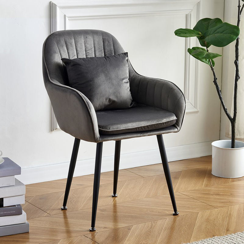 Scandinavian Powder Room Solid Back Side Chair Velvet Matte Finish Dining Chair Dark Gray 1 Piece Black Clearhalo ' kitchen&dining_furn' 'Dining Chairs' 'Dining Tables & Seating' 'dining_chair' 'furn' 'furn_dining_chair' 'Furniture' 'furniture_dining_chair' 'Kitchen & Dining Furniture' 'kitchen' 4261096