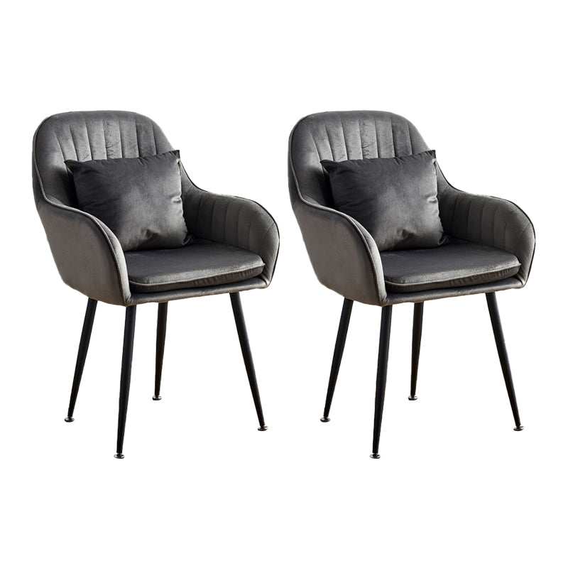 Scandinavian Powder Room Solid Back Side Chair Velvet Matte Finish Dining Chair Dark Gray 2 Piece Set Black Clearhalo ' kitchen&dining_furn' 'Dining Chairs' 'Dining Tables & Seating' 'dining_chair' 'furn' 'furn_dining_chair' 'Furniture' 'furniture_dining_chair' 'Kitchen & Dining Furniture' 'kitchen' 4261097
