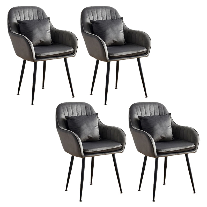 Scandinavian Powder Room Solid Back Side Chair Velvet Matte Finish Dining Chair Dark Gray 4 Piece Set Black Clearhalo ' kitchen&dining_furn' 'Dining Chairs' 'Dining Tables & Seating' 'dining_chair' 'furn' 'furn_dining_chair' 'Furniture' 'furniture_dining_chair' 'Kitchen & Dining Furniture' 'kitchen' 4261098