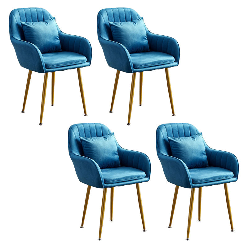 Scandinavian Powder Room Solid Back Side Chair Velvet Matte Finish Dining Chair Dark Blue 4 Piece Set Brass Gold Clearhalo ' kitchen&dining_furn' 'Dining Chairs' 'Dining Tables & Seating' 'dining_chair' 'furn' 'furn_dining_chair' 'Furniture' 'furniture_dining_chair' 'Kitchen & Dining Furniture' 'kitchen' 4261101