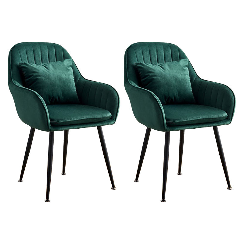 Scandinavian Powder Room Solid Back Side Chair Velvet Matte Finish Dining Chair Blackish Green 2 Piece Set Black Clearhalo ' kitchen&dining_furn' 'Dining Chairs' 'Dining Tables & Seating' 'dining_chair' 'furn' 'furn_dining_chair' 'Furniture' 'furniture_dining_chair' 'Kitchen & Dining Furniture' 'kitchen' 4261103