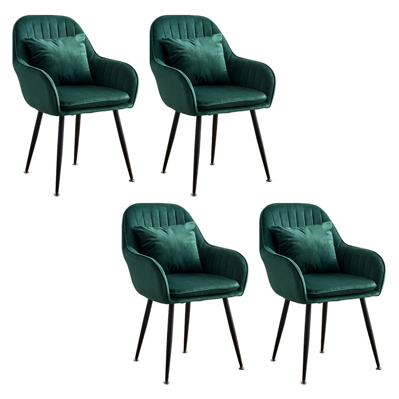 Scandinavian Powder Room Solid Back Side Chair Velvet Matte Finish Dining Chair Blackish Green 4 Piece Set Black Clearhalo ' kitchen&dining_furn' 'Dining Chairs' 'Dining Tables & Seating' 'dining_chair' 'furn' 'furn_dining_chair' 'Furniture' 'furniture_dining_chair' 'Kitchen & Dining Furniture' 'kitchen' 4261104