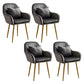 Scandinavian Powder Room Solid Back Side Chair Velvet Matte Finish Dining Chair Dark Gray 4 Piece Set Brass Gold Clearhalo ' kitchen&dining_furn' 'Dining Chairs' 'Dining Tables & Seating' 'dining_chair' 'furn' 'furn_dining_chair' 'Furniture' 'furniture_dining_chair' 'Kitchen & Dining Furniture' 'kitchen' 4261110