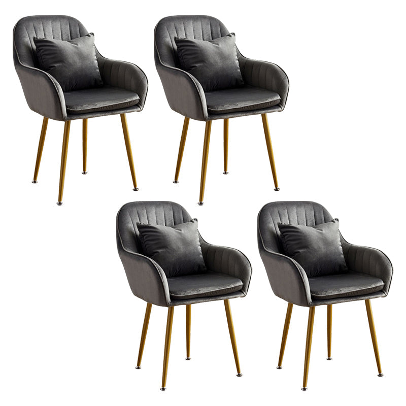 Scandinavian Powder Room Solid Back Side Chair Velvet Matte Finish Dining Chair Dark Gray 4 Piece Set Brass Gold Clearhalo ' kitchen&dining_furn' 'Dining Chairs' 'Dining Tables & Seating' 'dining_chair' 'furn' 'furn_dining_chair' 'Furniture' 'furniture_dining_chair' 'Kitchen & Dining Furniture' 'kitchen' 4261110