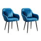 Scandinavian Powder Room Solid Back Side Chair Velvet Matte Finish Dining Chair Dark Blue 2 Piece Set Black Clearhalo ' kitchen&dining_furn' 'Dining Chairs' 'Dining Tables & Seating' 'dining_chair' 'furn' 'furn_dining_chair' 'Furniture' 'furniture_dining_chair' 'Kitchen & Dining Furniture' 'kitchen' 4261112