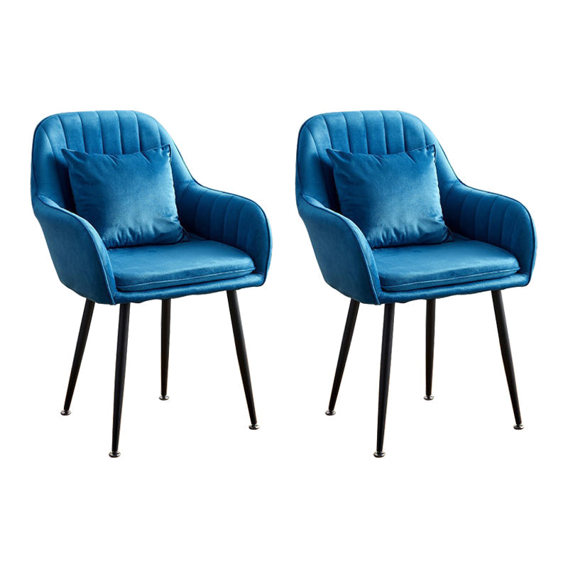 Scandinavian Powder Room Solid Back Side Chair Velvet Matte Finish Dining Chair Dark Blue 2 Piece Set Black Clearhalo ' kitchen&dining_furn' 'Dining Chairs' 'Dining Tables & Seating' 'dining_chair' 'furn' 'furn_dining_chair' 'Furniture' 'furniture_dining_chair' 'Kitchen & Dining Furniture' 'kitchen' 4261112