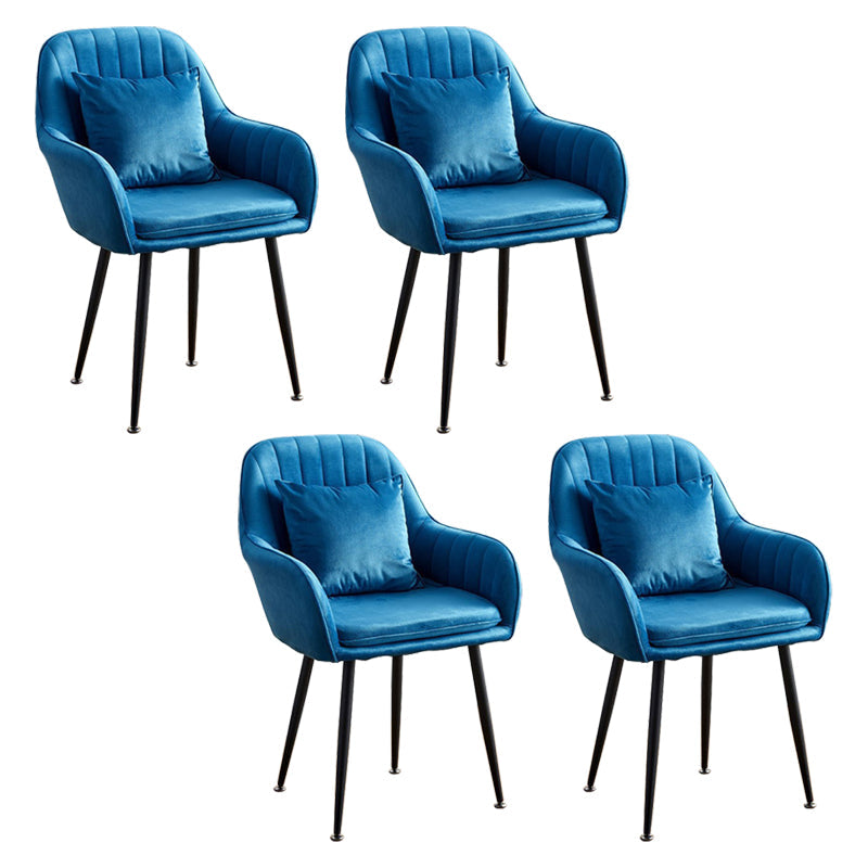 Scandinavian Powder Room Solid Back Side Chair Velvet Matte Finish Dining Chair Dark Blue 4 Piece Set Black Clearhalo ' kitchen&dining_furn' 'Dining Chairs' 'Dining Tables & Seating' 'dining_chair' 'furn' 'furn_dining_chair' 'Furniture' 'furniture_dining_chair' 'Kitchen & Dining Furniture' 'kitchen' 4261113