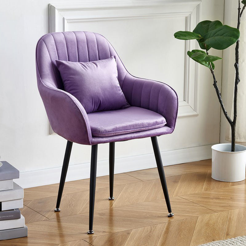 Scandinavian Powder Room Solid Back Side Chair Velvet Matte Finish Dining Chair Purple 1 Piece Black Clearhalo ' kitchen&dining_furn' 'Dining Chairs' 'Dining Tables & Seating' 'dining_chair' 'furn' 'furn_dining_chair' 'Furniture' 'furniture_dining_chair' 'Kitchen & Dining Furniture' 'kitchen' 4261114