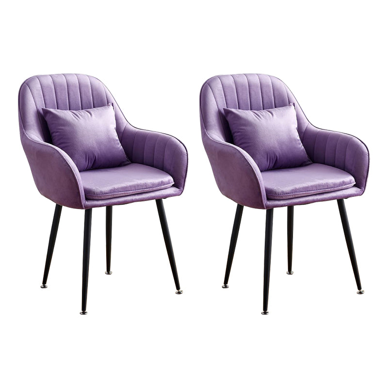 Scandinavian Powder Room Solid Back Side Chair Velvet Matte Finish Dining Chair Purple 2 Piece Set Black Clearhalo ' kitchen&dining_furn' 'Dining Chairs' 'Dining Tables & Seating' 'dining_chair' 'furn' 'furn_dining_chair' 'Furniture' 'furniture_dining_chair' 'Kitchen & Dining Furniture' 'kitchen' 4261115