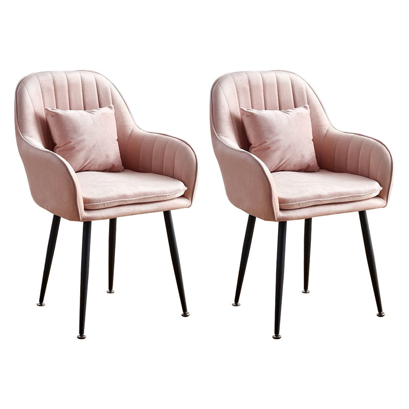 Scandinavian Powder Room Solid Back Side Chair Velvet Matte Finish Dining Chair Pink 2 Piece Set Black Clearhalo ' kitchen&dining_furn' 'Dining Chairs' 'Dining Tables & Seating' 'dining_chair' 'furn' 'furn_dining_chair' 'Furniture' 'furniture_dining_chair' 'Kitchen & Dining Furniture' 'kitchen' 4261118