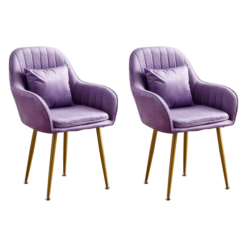 Scandinavian Powder Room Solid Back Side Chair Velvet Matte Finish Dining Chair Purple 2 Piece Set Brass Gold Clearhalo ' kitchen&dining_furn' 'Dining Chairs' 'Dining Tables & Seating' 'dining_chair' 'furn' 'furn_dining_chair' 'Furniture' 'furniture_dining_chair' 'Kitchen & Dining Furniture' 'kitchen' 4261121