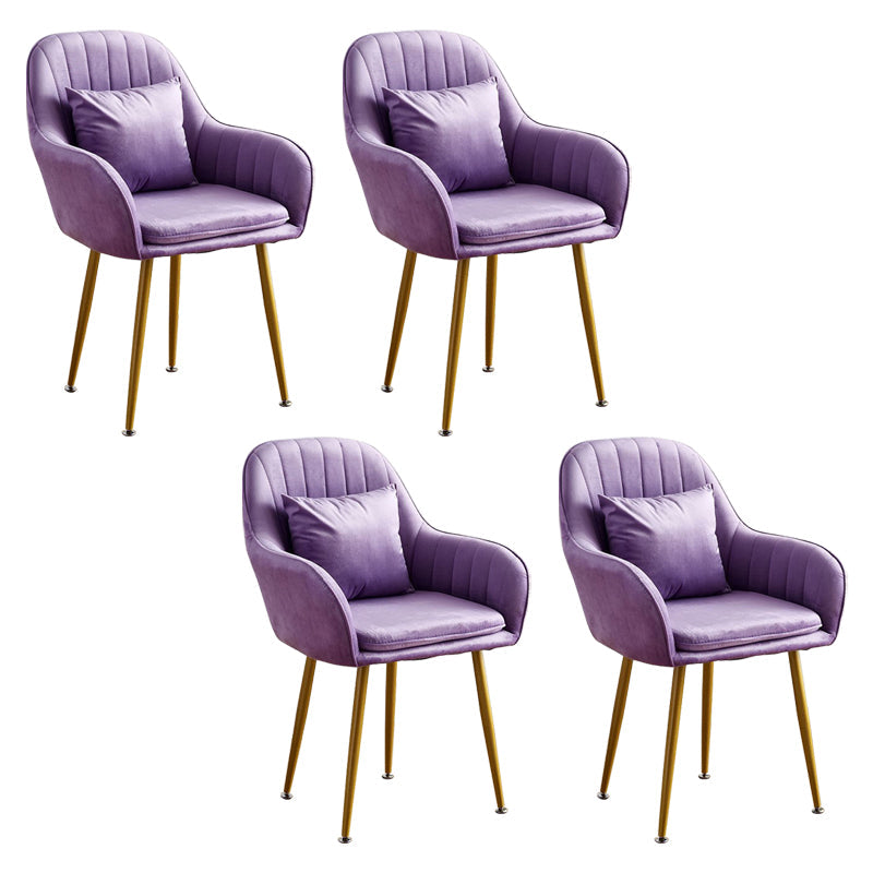 Scandinavian Powder Room Solid Back Side Chair Velvet Matte Finish Dining Chair Purple 4 Piece Set Brass Gold Clearhalo ' kitchen&dining_furn' 'Dining Chairs' 'Dining Tables & Seating' 'dining_chair' 'furn' 'furn_dining_chair' 'Furniture' 'furniture_dining_chair' 'Kitchen & Dining Furniture' 'kitchen' 4261122