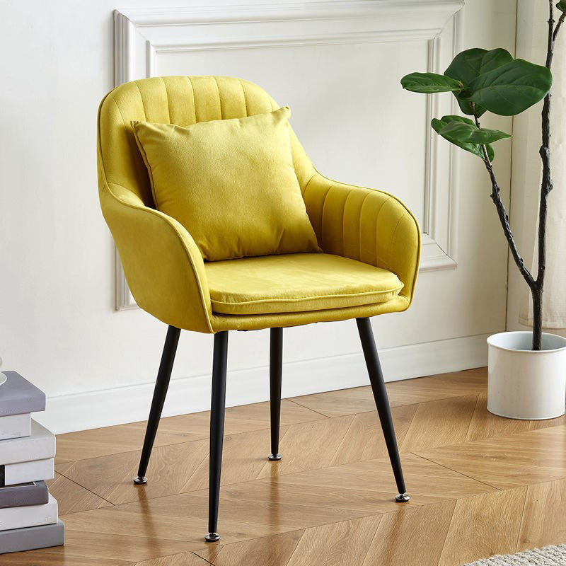 Scandinavian Powder Room Solid Back Side Chair Velvet Matte Finish Dining Chair Yellow 1 Piece Black Clearhalo ' kitchen&dining_furn' 'Dining Chairs' 'Dining Tables & Seating' 'dining_chair' 'furn' 'furn_dining_chair' 'Furniture' 'furniture_dining_chair' 'Kitchen & Dining Furniture' 'kitchen' 4261123