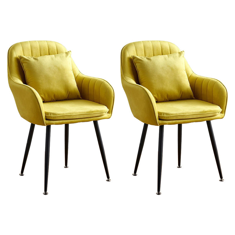 Scandinavian Powder Room Solid Back Side Chair Velvet Matte Finish Dining Chair Yellow 2 Piece Set Black Clearhalo ' kitchen&dining_furn' 'Dining Chairs' 'Dining Tables & Seating' 'dining_chair' 'furn' 'furn_dining_chair' 'Furniture' 'furniture_dining_chair' 'Kitchen & Dining Furniture' 'kitchen' 4261124