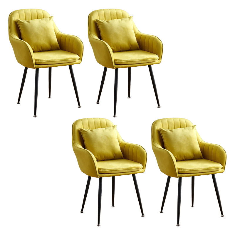 Scandinavian Powder Room Solid Back Side Chair Velvet Matte Finish Dining Chair Yellow 4 Piece Set Black Clearhalo ' kitchen&dining_furn' 'Dining Chairs' 'Dining Tables & Seating' 'dining_chair' 'furn' 'furn_dining_chair' 'Furniture' 'furniture_dining_chair' 'Kitchen & Dining Furniture' 'kitchen' 4261125