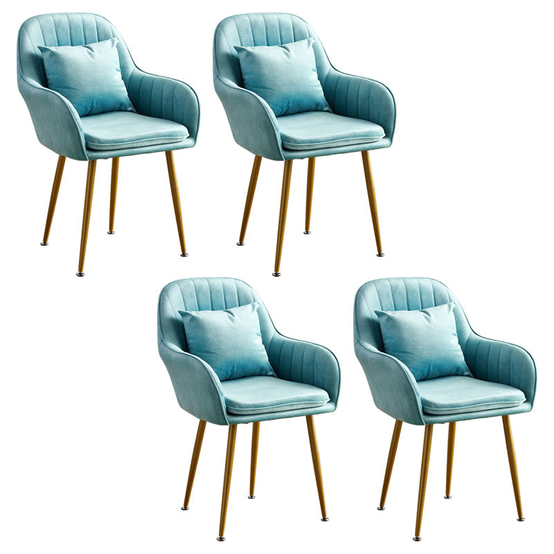 Scandinavian Powder Room Solid Back Side Chair Velvet Matte Finish Dining Chair Lake Blue 4 Piece Set Brass Gold Clearhalo ' kitchen&dining_furn' 'Dining Chairs' 'Dining Tables & Seating' 'dining_chair' 'furn' 'furn_dining_chair' 'Furniture' 'furniture_dining_chair' 'Kitchen & Dining Furniture' 'kitchen' 4261127
