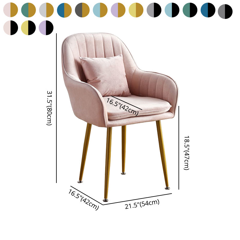 Scandinavian Powder Room Solid Back Side Chair Velvet Matte Finish Dining Chair Clearhalo ' kitchen&dining_furn' 'Dining Chairs' 'Dining Tables & Seating' 'dining_chair' 'furn' 'furn_dining_chair' 'Furniture' 'furniture_dining_chair' 'Kitchen & Dining Furniture' 'kitchen' 4261130