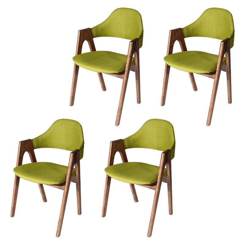 Scandinavian Study Room Open Back Arm Chair Upholstered Matte Finish Dining Chair Green 4 Piece Set Clearhalo ' kitchen&dining_furn' 'Dining Chairs' 'Dining Tables & Seating' 'dining_chair' 'furn' 'furn_dining_chair' 'Furniture' 'furniture_dining_chair' 'Kitchen & Dining Furniture' 'kitchen' 4261136