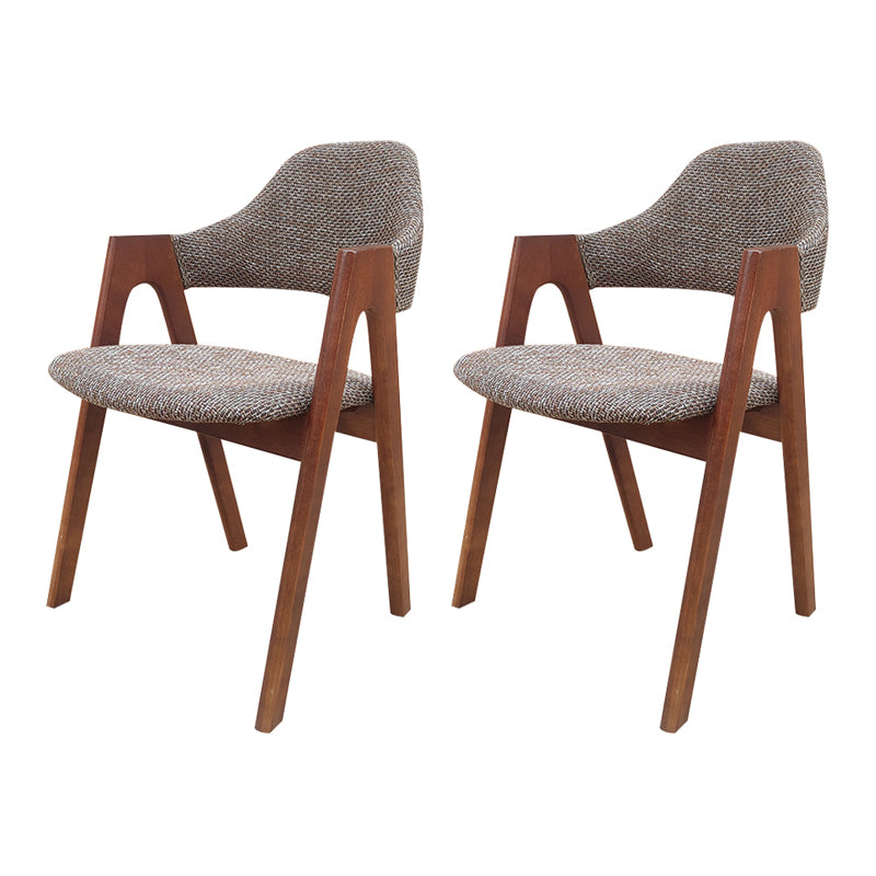 Scandinavian Study Room Open Back Arm Chair Upholstered Matte Finish Dining Chair Brown 2 Piece Set Clearhalo ' kitchen&dining_furn' 'Dining Chairs' 'Dining Tables & Seating' 'dining_chair' 'furn' 'furn_dining_chair' 'Furniture' 'furniture_dining_chair' 'Kitchen & Dining Furniture' 'kitchen' 4261139