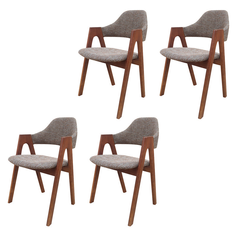 Scandinavian Study Room Open Back Arm Chair Upholstered Matte Finish Dining Chair Brown 4 Piece Set Clearhalo ' kitchen&dining_furn' 'Dining Chairs' 'Dining Tables & Seating' 'dining_chair' 'furn' 'furn_dining_chair' 'Furniture' 'furniture_dining_chair' 'Kitchen & Dining Furniture' 'kitchen' 4261142