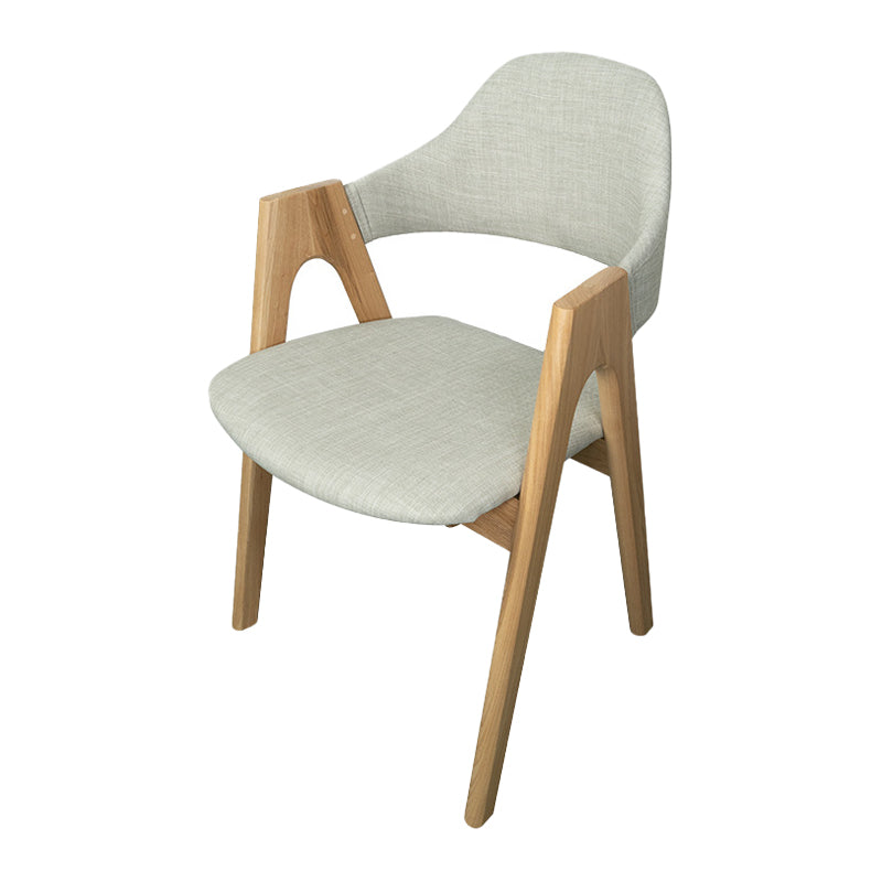 Scandinavian Study Room Open Back Arm Chair Upholstered Matte Finish Dining Chair Light Gray 1 Piece Clearhalo ' kitchen&dining_furn' 'Dining Chairs' 'Dining Tables & Seating' 'dining_chair' 'furn' 'furn_dining_chair' 'Furniture' 'furniture_dining_chair' 'Kitchen & Dining Furniture' 'kitchen' 4261143