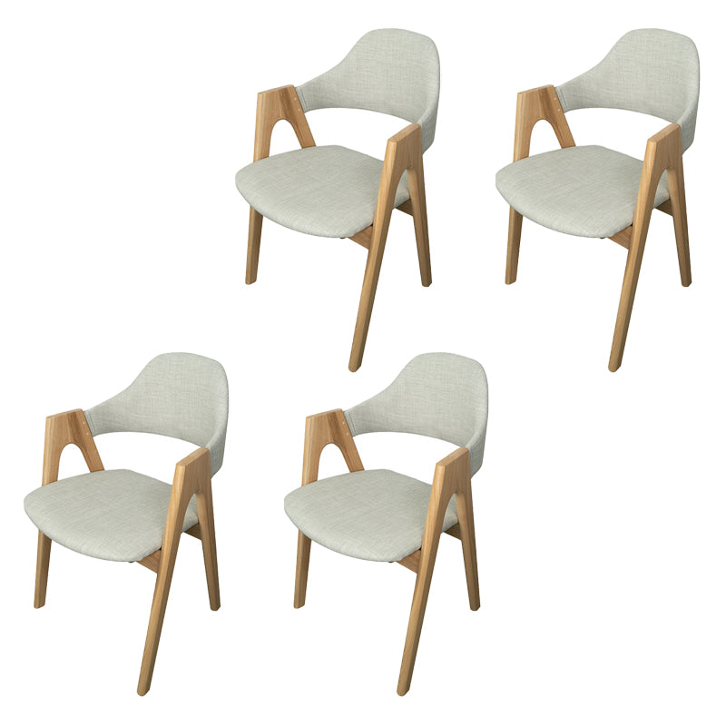 Scandinavian Study Room Open Back Arm Chair Upholstered Matte Finish Dining Chair Light Gray 4 Piece Set Clearhalo ' kitchen&dining_furn' 'Dining Chairs' 'Dining Tables & Seating' 'dining_chair' 'furn' 'furn_dining_chair' 'Furniture' 'furniture_dining_chair' 'Kitchen & Dining Furniture' 'kitchen' 4261147